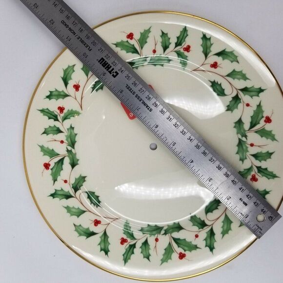 Christmas Lenox Bone China Holly Edged Single Serving Dish Handle 2 Piece New - Picture 7 of 8